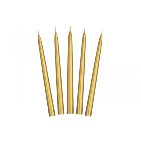 Taper candles, metallic, gold, 24cm: 1pkt/10pc. 