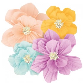 4 PAPER FLOWER SET MACARON CM 25/35 