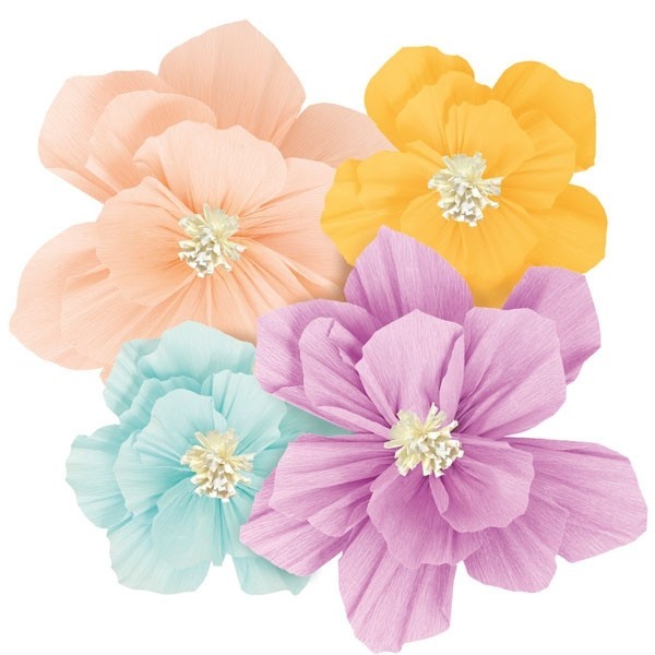 4 PAPER FLOWER SET MACARON CM 25/35 