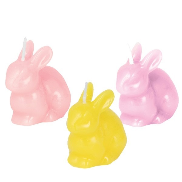 12 ASS GLOSSY BUNNY CANDLES ASSORTED CM 7X6 
