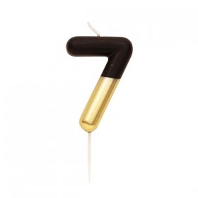 NUMERAL METAL CANDLE N.7  CM 10.5 BLACK/GOLD 