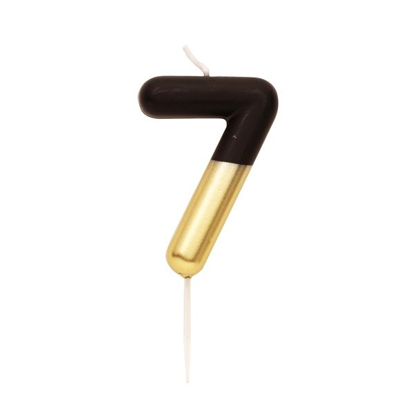 NUMERAL METAL CANDLE N.7  CM 10.5 BLACK/GOLD 