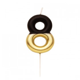 NUMERAL METAL CANDLE N.8  CM 10.5 BLACK/GOLD 