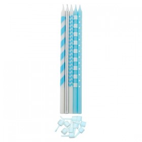 10 CANDLES W/HOLDERS LIGHT BLUE CM 15,5 