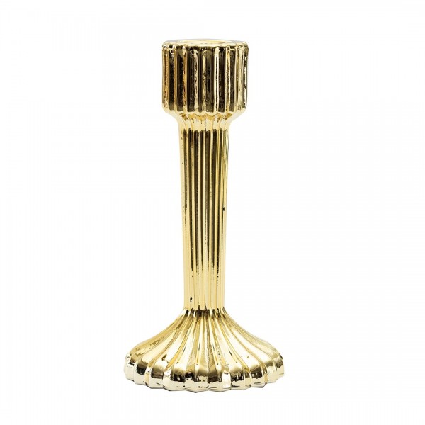 Zelts stikla svečturis 16 cm