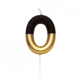 Ciparu svece "0" melna un zelta 10.5 cm