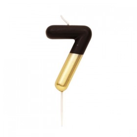 Ciparu svece "7" melna un zelta 10.5 cm