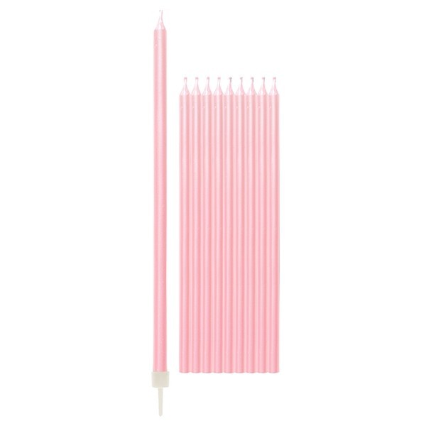 10 pērļu rozā sveces 15.5 cm