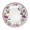 8 apaļi papīra šķīvji 27 cm ar spilgtu ziedu ornamentu violetos un purpursarkanos toņos