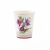 8 papīra glāzes 250 ml ar spilgtu ziedu ornamentu violetos un purpursarkanos toņos