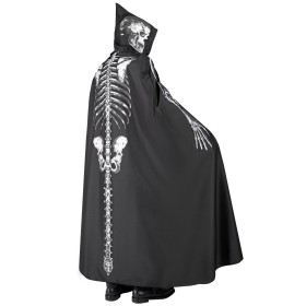 Skeleta kostīms – apmetnis ar kapuci, garums 150 cm 