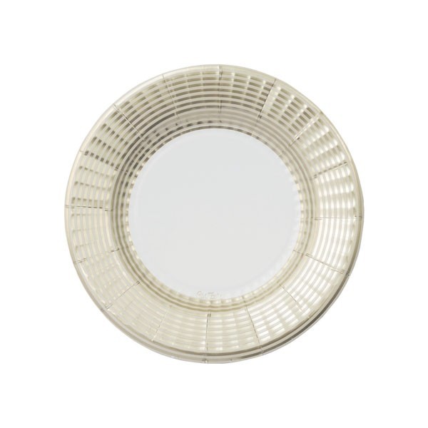 8 papīra šķīvji 21 cm ar elegantām baltā zelta svītrām
