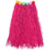 Rozā salmu Havajiešu stilā svārki ar ziedu jostu, 80 cm (regulējams izmērs)