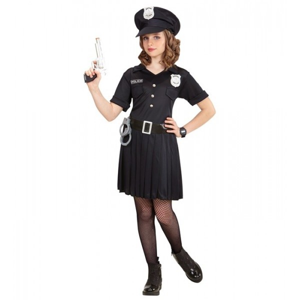 Meitenes policistes kostīms — kleita, josta, cepure, izmēri 128/140 cm