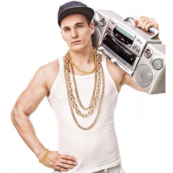 Gangstera / Repa / Pimp komplekts (zelta kaklarota un aproce)