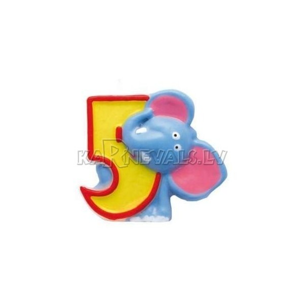 8cm svece tortei, rozā,  -  Skaitlis "5"