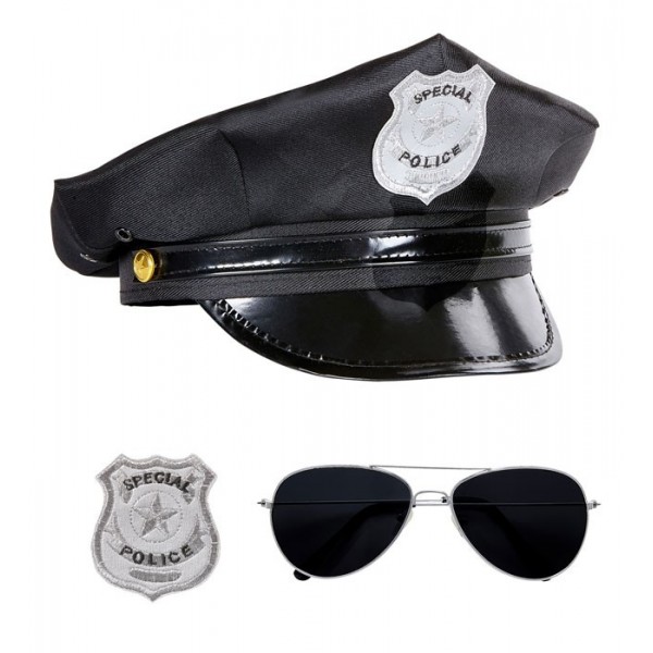 Policijas virsnieka komplekts: (cepure, brilles, nozīmīte)
 (cepure, brilles, žetons)