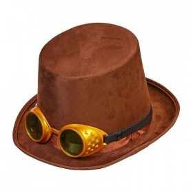 Steampunk cilindrs ar brillēm, filcs 15 cm
