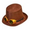Steampunk cilindrs ar brillēm, filcs 15 cm
