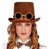 Steampunk cilindrs ar brillēm, filcs 15 cm