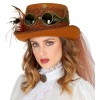 Steampunk cilindrs ar brillēm un plīvuru 