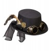 Steampunk cilindrs ar brillēm un spalvu 