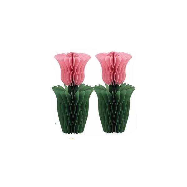 Papīra dekorācijas - Rozā tulpes, 2 gab., izmērs 15 cm