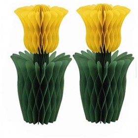 Papīra dekorācijas – Dzeltenas tulpes, 2 gab., izmērs 15 cm