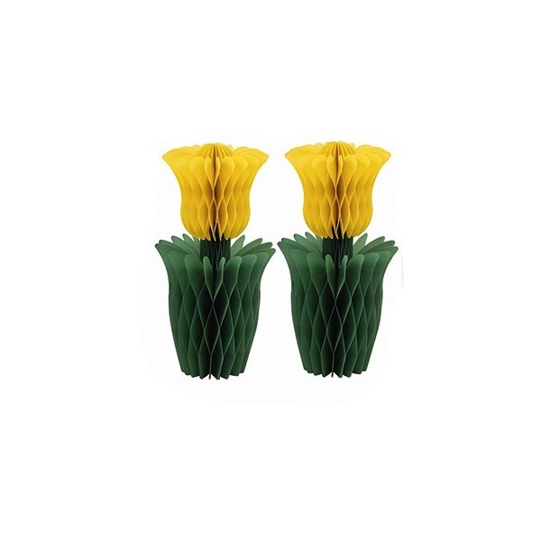 Papīra dekorācijas – Dzeltenas tulpes, 2 gab., izmērs 15 cm 