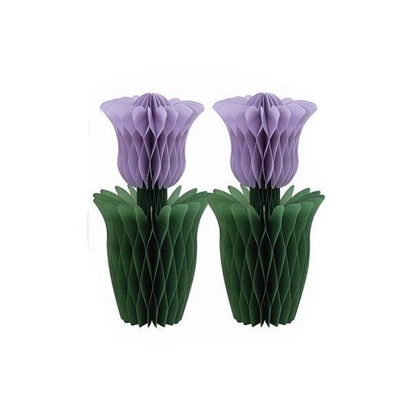 Papīra dekorācijas - Violetas tulpes, 2 gab., izmērs 15 cm 