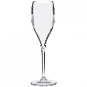 Caurspīdīga šampanieša glāze (flute) no augstas kvalitātes plastmasas.