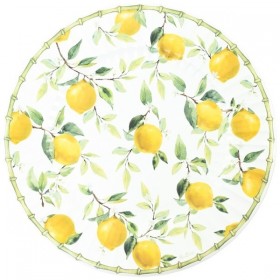 6 lielas papīra šķīvji, 33 cm, dizains "Citronu koks".