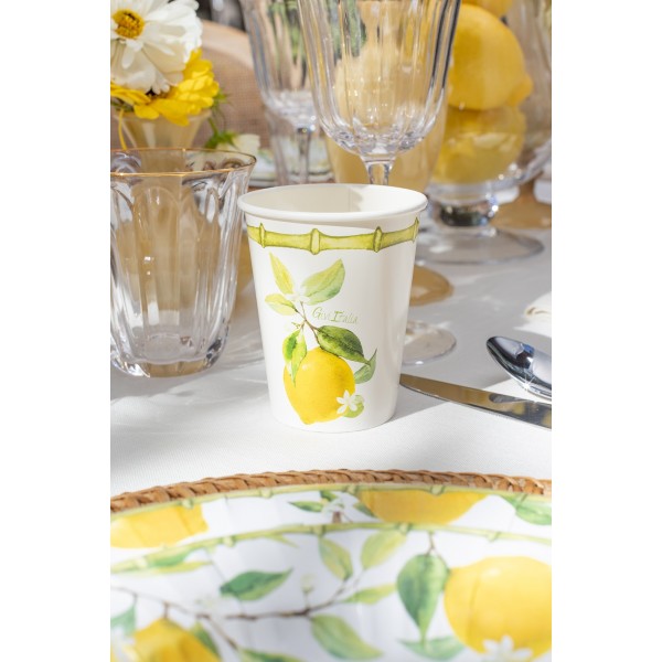 8 papīra glāzes 250 ml, dizains "Citronu koks".