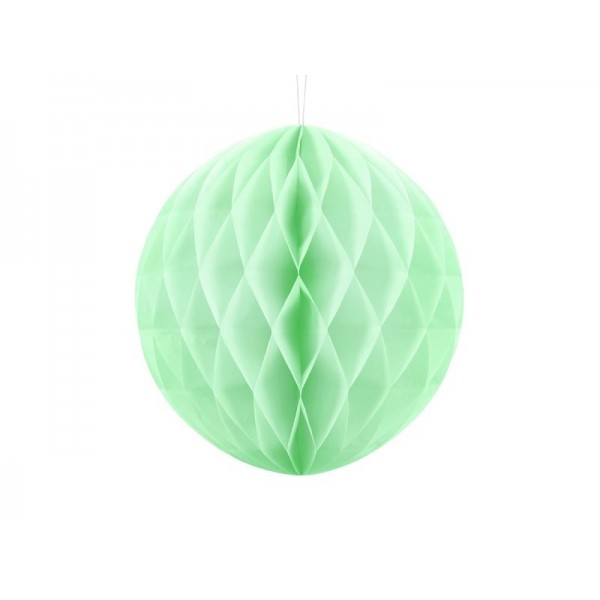 Šūnveida papīra bumba, pistāciju krāsā, 30 cm — svētku dekorēšanai, galda noformēšanai un ballītēm