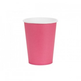 Papīra glāzes, tumši rozā, 250 ml., 6 gab. — svētku dekorēšanai, galda noformēšanai un ballītēm
