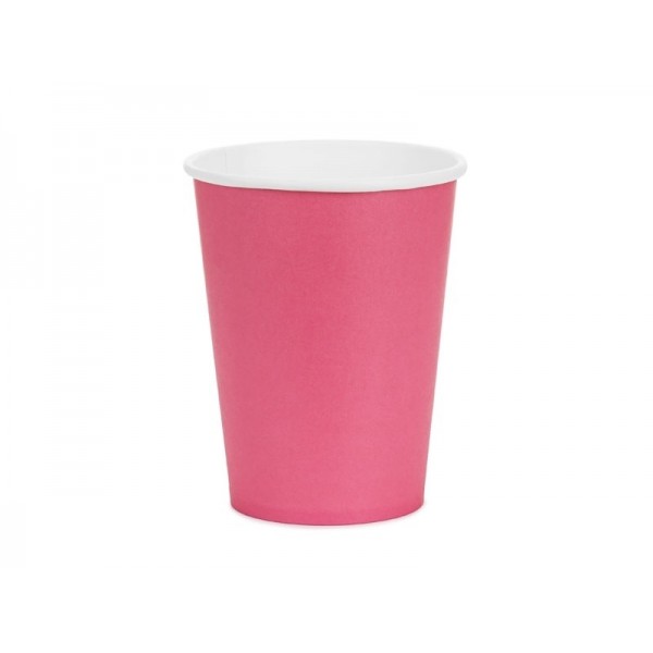 Papīra glāzes, tumši rozā, 250 ml., 6 gab. — svētku dekorēšanai, galda noformēšanai un ballītēm