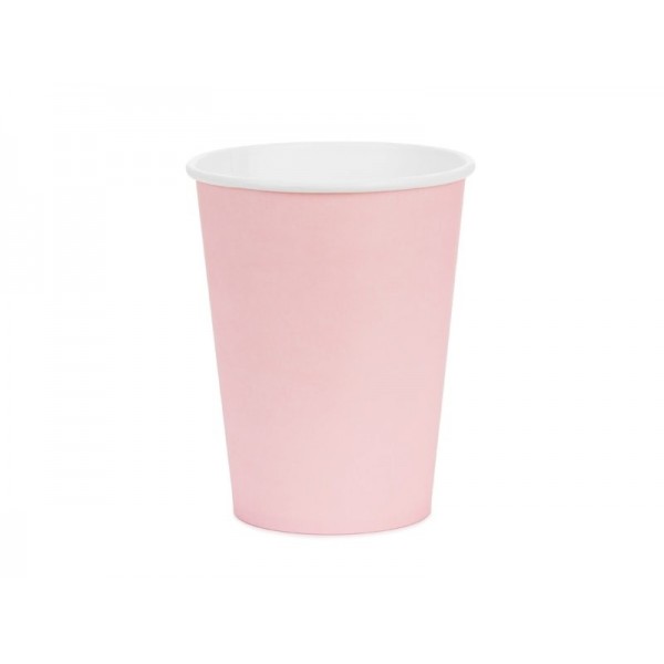Papīra glāzes, gaiši rozā, 250 ml., 6 gab. — svētku dekorēšanai, galda noformēšanai un ballītēm