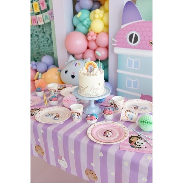 Papīra šķīvji “Gabby's Dollhouse”, mix, 18 cm., 6 gab. — svētku dekorēšanai, galda noformēšanai un ballītēm