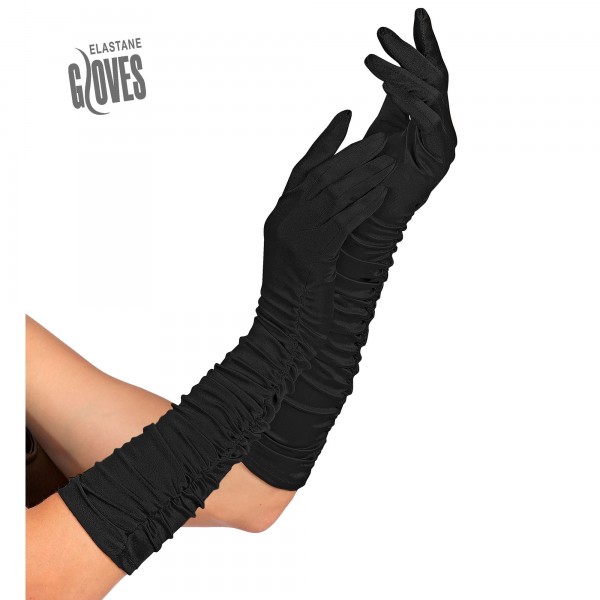 Длинные чёрные плиссированные перчатки — One Size Fits Most Adult