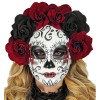 Маска Día de los Muertos с чёрными и бордовыми розами