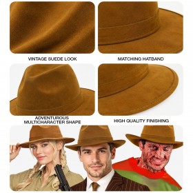Коричневая винтажная шляпа Fedora под замшу