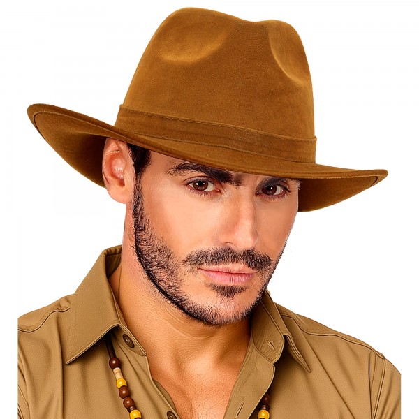 Коричневая винтажная шляпа Fedora под замшу