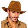 Brūna vintage Fedora cepure ar zamšādas izskatu