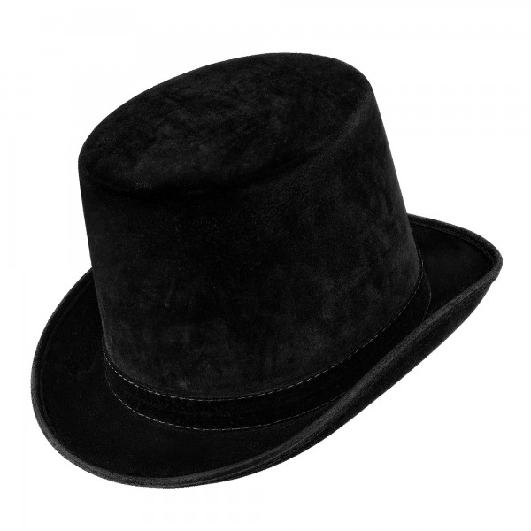 Чёрный винтажный цилиндр под замшу
