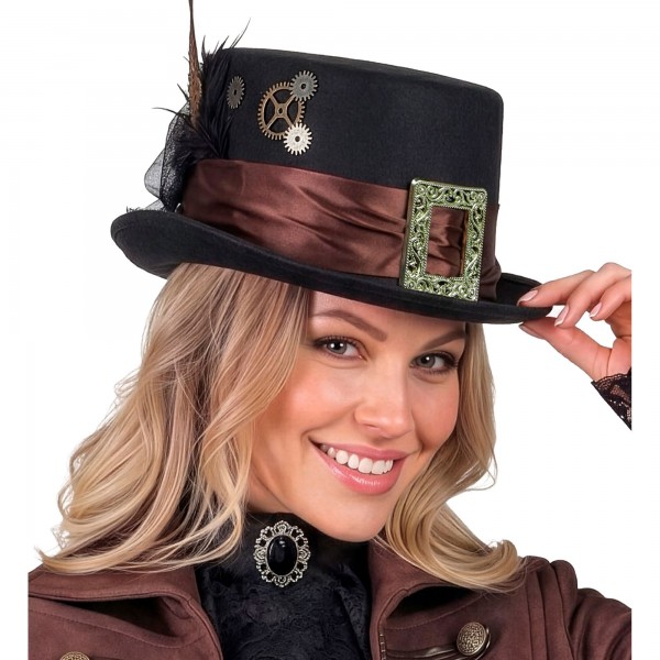 Steampunk filca cilindrs