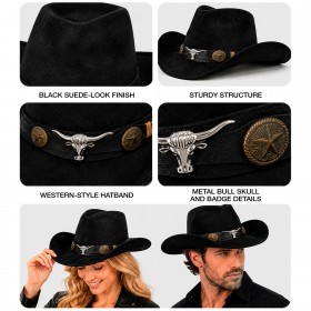 Чёрная ковбойская шляпа Dallas под замшу