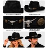 Чёрная ковбойская шляпа Dallas под замшу