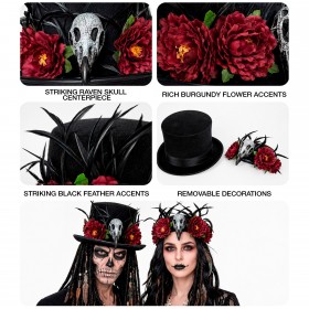 Цилиндр Voodoo с черепом грифа и цветами