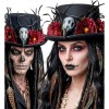 Цилиндр Voodoo с черепом грифа и цветами