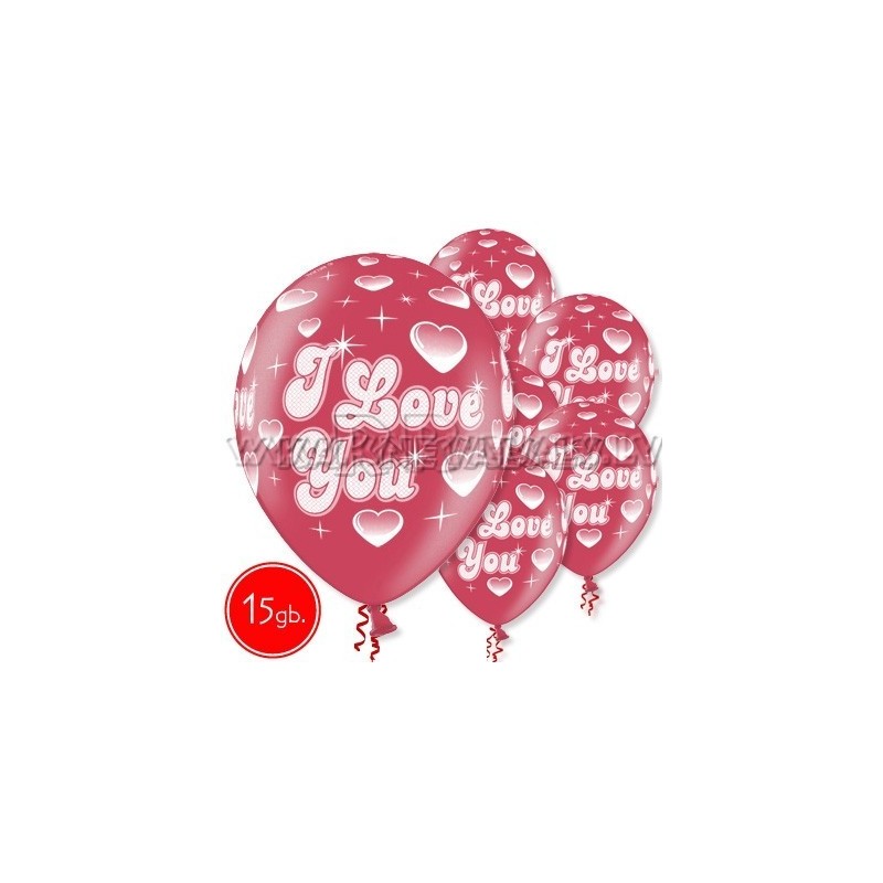 12"/30 см шар из латекса, I love you, 15 шт.